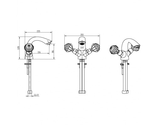 Смеситель для умывальника Boheme Imperiale Presente 331 золото
