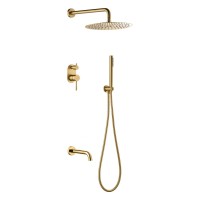 Смеситель встроенный верхний ручной душ и изливом Boheme Uno. Matt Gold