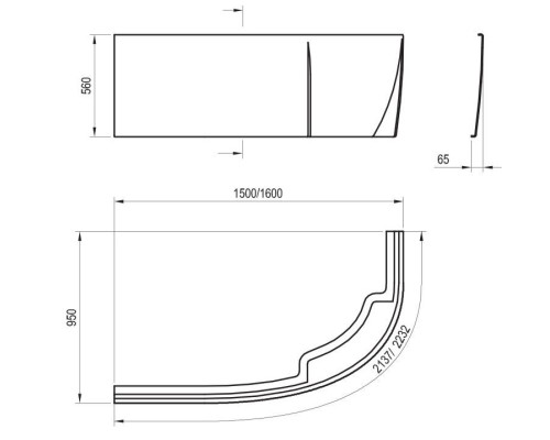Передняя панель для ванны Ravak ROSA CZ57100A00 95 L 160 см белая