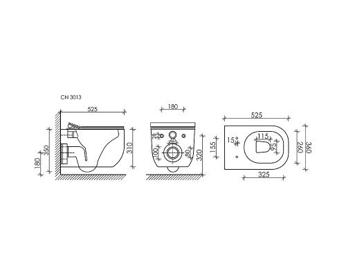 Подвесной унитаз Ceramica Nova NOEL Rimless