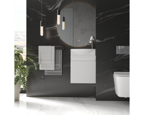 Тумба под раковину подвесная Monblan Mini 450 с дверкой правая, цвет белый матовый