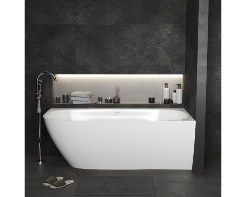 Ванна угловая из искусственного камня Monblan Mail 170x85x59 R белый глянец