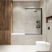 Стеклянная штора на ванну RX15090CBL-21 Reflexion 150х90см Slider закаленное стекло