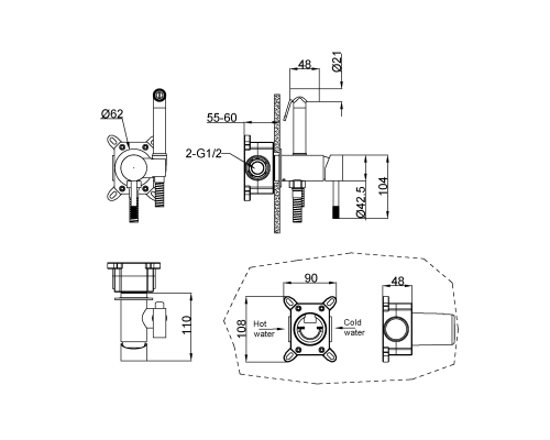 Смеситель гигиенический, Boheme Uno. MattGold