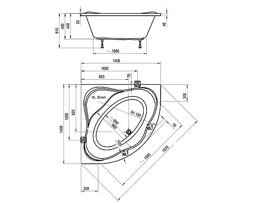 Акриловая ванна Ravak NEW DAY C651000000 140x140 белая