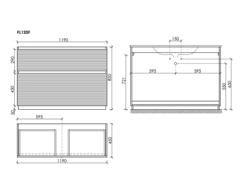 Тумба под раковину Напольная Sancos Folk Floor 119.5 FL120FCP Капучино