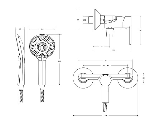 Смеситель для душа BelBagno Aurora AURORA-ESDM-CRM Хром