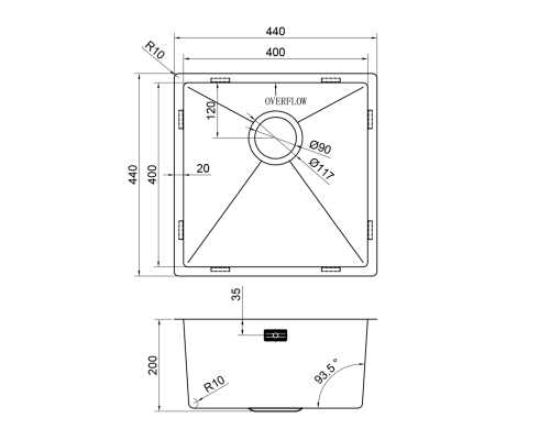 Кухонная мойка Reflexion Como RX2044GD брашированное золото