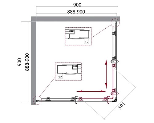 Душевой уголок BelBagno Uno 90х90 UNO-195-A-2-90-C-NERO Черный матовый