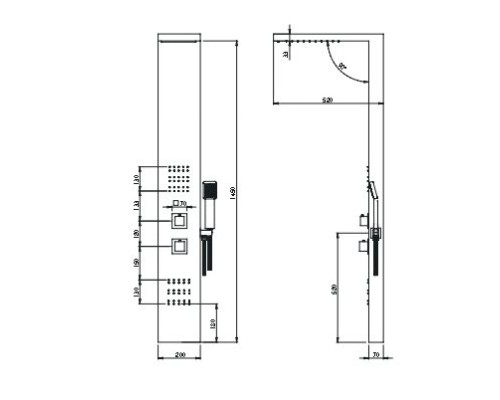 Многофункциональная душевая панель AQG EDNA, с термостатом на 4 режима, нержавеющая сталь