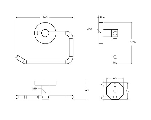 Держатель туалетной бумаги Cezares Relax RELAX-PH1-BORO Брашированное золото