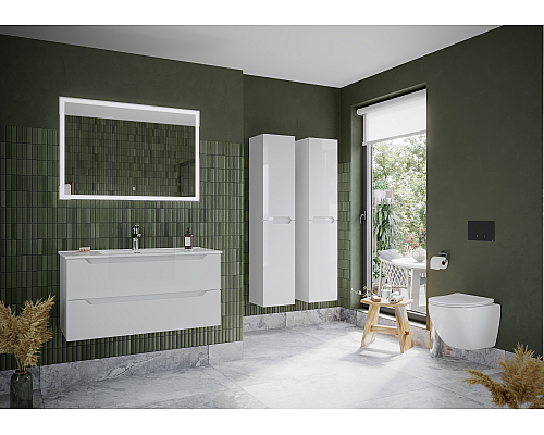 Тумба под раковину SANCOS Norma 2.0 990х450х500, c двумя ящиками, белый глянец