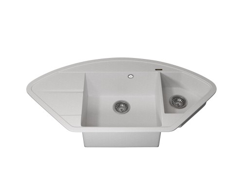 Кухонная мойка кварцевая Uperwood Quartz UPD-06-01, угловая двухсекционная, белая