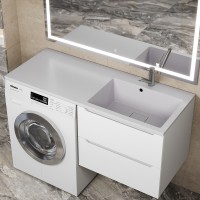 Раковина над стиральной машиной Uperwood Cosmos Quartz 120 см, правая, крыло слева, жасмин