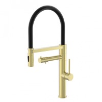 Смеситель для кухни с гибким изливом и подключением фильтра Wonzon&Woghand, Брашированное золото