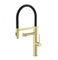 Смеситель для кухни с гибким изливом и подключением фильтра Wonzon&Woghand, Брашированное золото