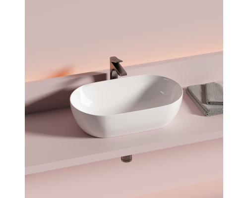 Раковина Ceramicanova Твист (Twist) накладная овальной формы 500x300x140 белый