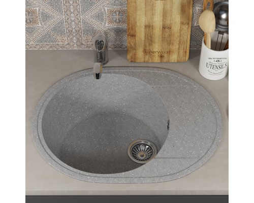 Кухонная мойка из искусственного камня Uperwood ECON UPD-107-003, овальная, серая матовая