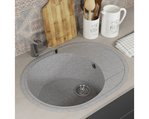 Кухонная мойка из искусственного камня Uperwood ECON UPD-107-003, овальная, серая матовая