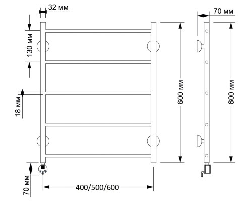 Полотенцесушитель латунный Secado Триада 1 50х60, электрический R, бронза