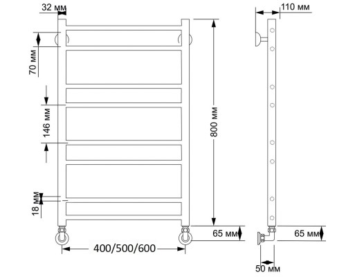 Полотенцесушитель латунный Secado Триада 2 40х80, водяной, бронза