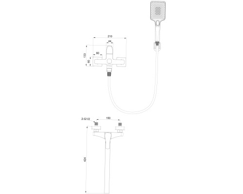 Смеситель для ванны Wonzon&Woghand FLEX, Хром WW-639906-CR