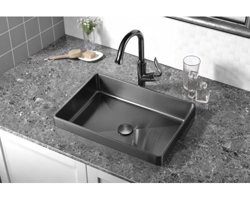 Раковина встраиваемая сверху ABBER Wasser Kreis оружейная сталь