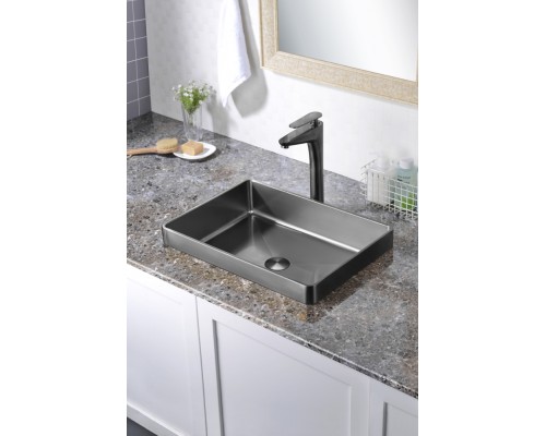 Раковина встраиваемая сверху ABBER Wasser Kreis оружейная сталь
