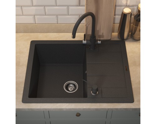 Кухонная мойка кварцевая Uperwood Quartz UPD-03-04, прямоугольная, черная
