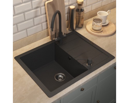 Кухонная мойка кварцевая Uperwood Quartz UPD-03-04, прямоугольная, черная