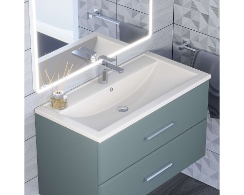 Раковина для ванной кварцевая Uperwood Foster Quartz 90х45,5х17,5, белая матовая, жасмин