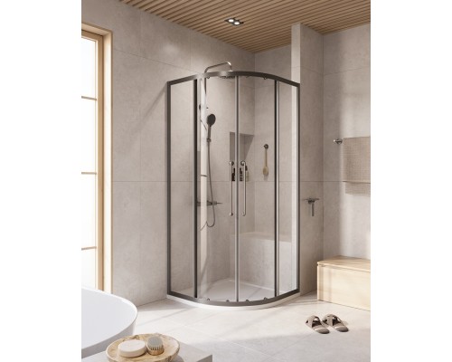 Душевой уголок Cezares Relax-304 100x100 RELAX-304-R-2-100-C-GM профиль Оружейная сталь стекло прозрачное