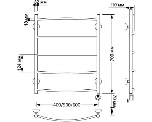 Полотенцесушитель латунный Secado Милан 1 50х70, электрический R, бронза