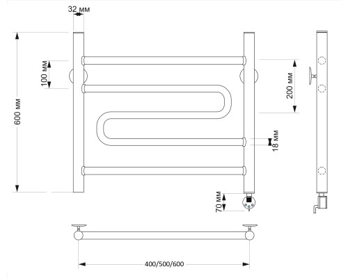 Полотенцесушитель латунный Secado Валенсия 2 60х60, электрический R, бронза