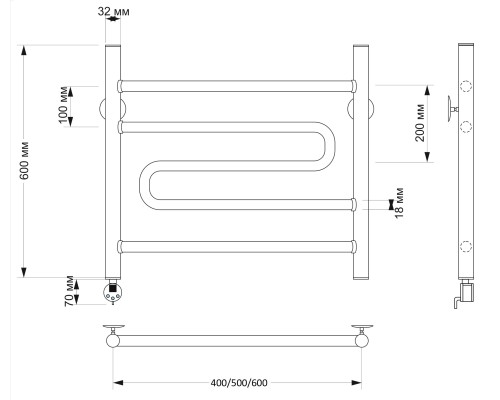Полотенцесушитель латунный Secado Валенсия 2 60х60, электрический R, бронза