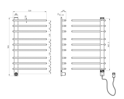 Полотенцесушитель электрический Wonzon&Woghand N?RNBERG, Темный графит WW-AL349-GM
