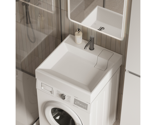 Раковина над стиральной машиной Ceramicanova Квадрат (Quattro) 600x600x123 мм, с кронштейнами, белый, арт