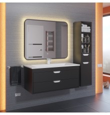 Зеркало для ванной подсветкой Uperwood Modul 100х80 см, черное, сенсор/антизапотевание