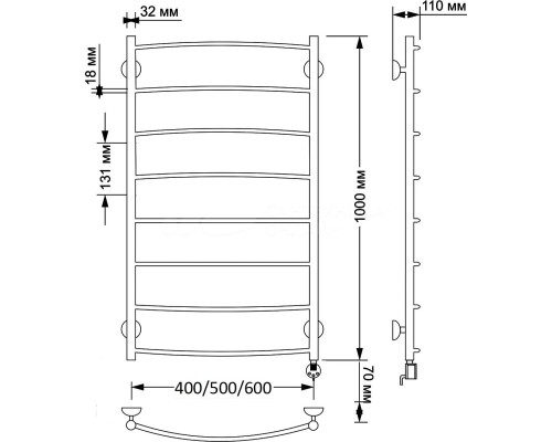 Полотенцесушитель латунный Secado Милан 1 50х100, электрический R, бронза