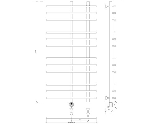 Полотенцесушитель латунный Secado Турин 3 120х20х70, электрический R, бронза