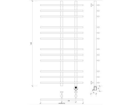 Полотенцесушитель латунный Secado Турин 3 120х20х70, электрический R, бронза