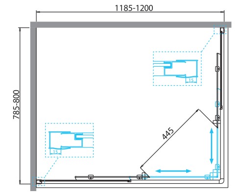 Душевой уголок BelBagno Due 120x80 DUE-AH-2-120/80-C-Cr профиль Хром стекло прозрачное