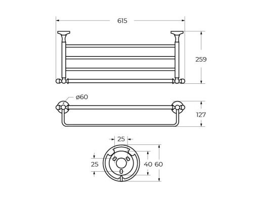 Полка для полотенец Art&Max Antic Crystal AM-E-2622SJ-Br Бронза