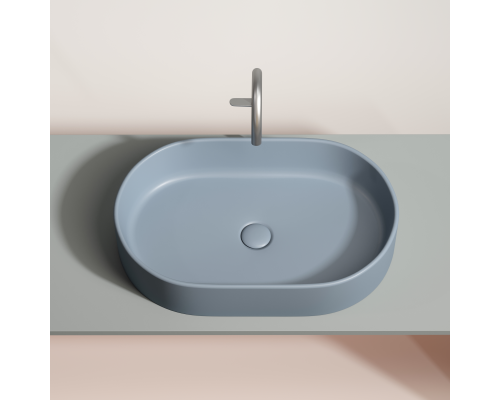 Чаша накладная овальная Ceramica Nova Element 60x38 Серо-Голубой Матовый