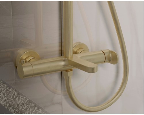 Душевая стойка Vincea Rondo VSFS-1R1BG с изливом, брашированное золото