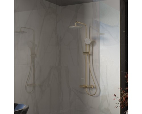 Душевая стойка Vincea Rondo VSFS-1R1BG с изливом, брашированное золото