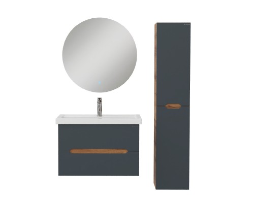 Тумба под раковину Onika Айленд 70 подвесная, графит/дуб крафт золотой