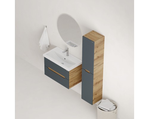 Тумба под раковину Onika Айленд 70 подвесная, графит/дуб крафт золотой