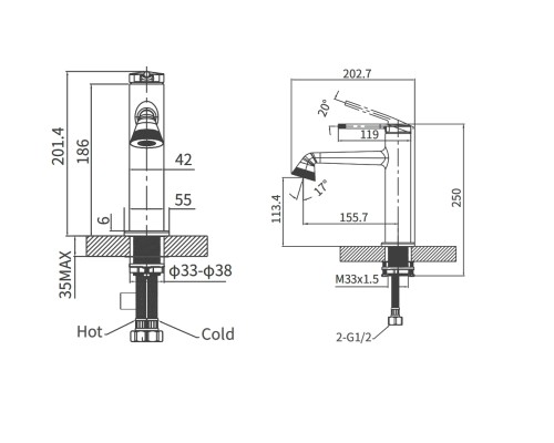 Смеситель на раковину Arrow AMP11855LJ золото