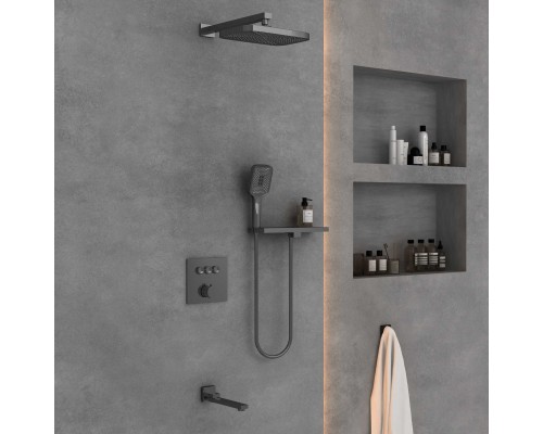 Душевой комплект Vincea VSFW-4311RGM встраиваемый 3 режима вороненая сталь